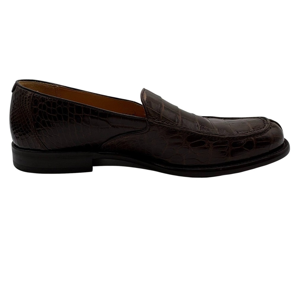 Mezlan Platinum Alligator Leather Loafer Mens 8.5 M Brown Slip On Shoes Spain - Picture 3 of 11